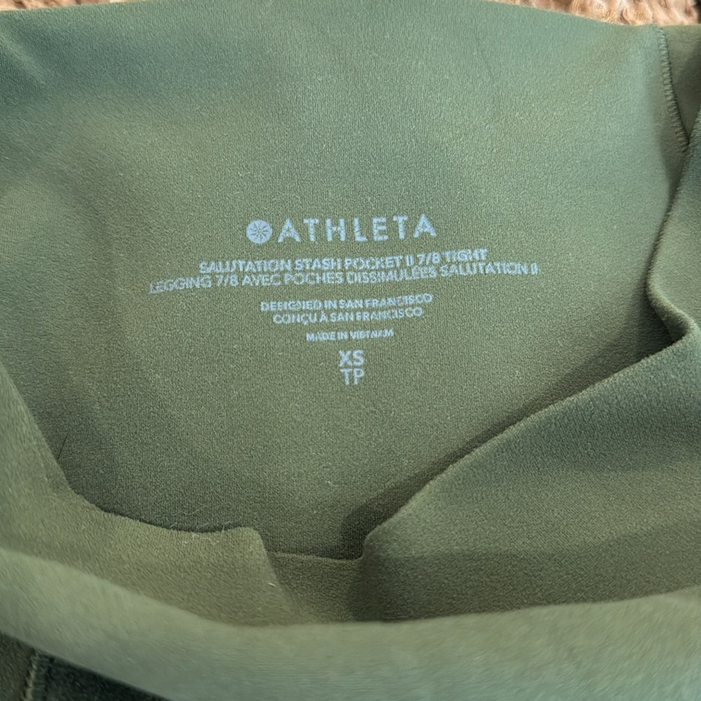 Athleta Salutation Stash II 7/8 Leggings XS Green - Picture 7 of 9
